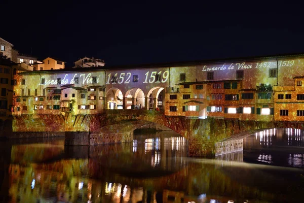 Italia Florencia Diciembre 2018 Famoso Ponte Vecchio Florencia Iluminado Con — Foto de Stock
