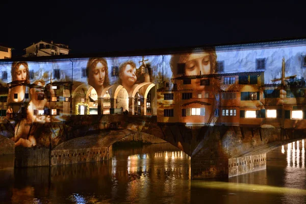 Italy Florence December 2018 Famous Ponte Vecchio Florence Illuminated Occasion — Stock Photo, Image