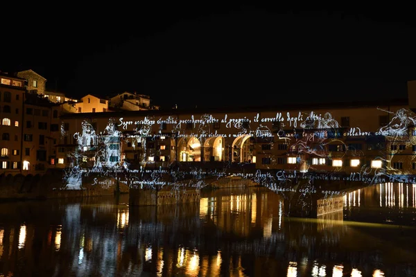 Italia Firenze Dicembre 2018 Famoso Ponte Vecchio Firenze Illuminato Occasione — Foto Stock