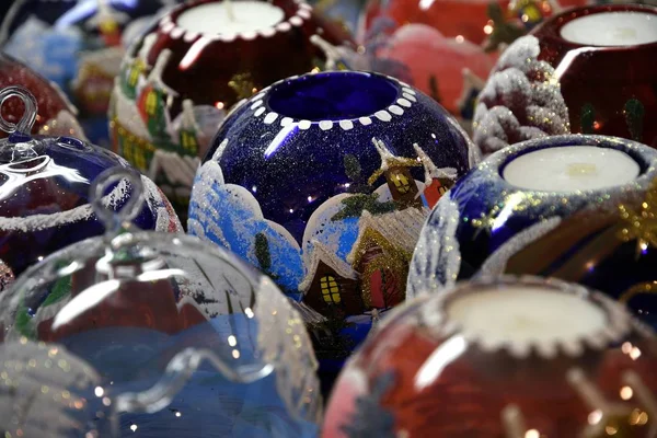 Firenze Dicembre 2019 Sfere Decorazioni Natalizie Fatte Mano Mercatino Natale — Foto Stock