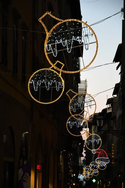Florencia Diciembre 2019 Luces Navidad Luces Decorativas Cuelgan Del Corso — Foto de Stock