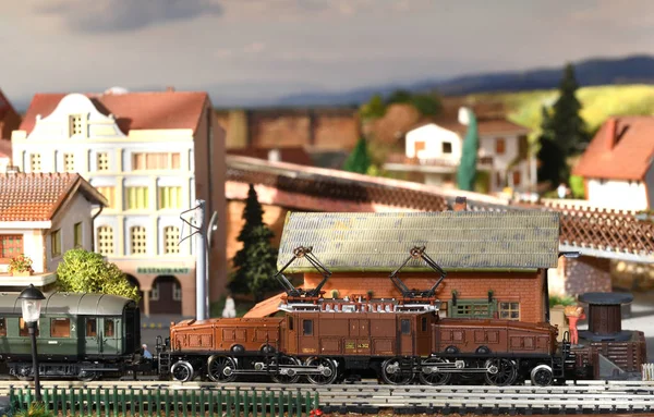 Firenze Italia Dicembre 2019 Modello Ferroviario Miniatura Con Treni — Foto Stock