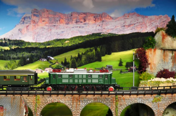 Firenze Italia Gennaio 2018 Modello Ferroviario Miniatura Con Treni — Foto Stock