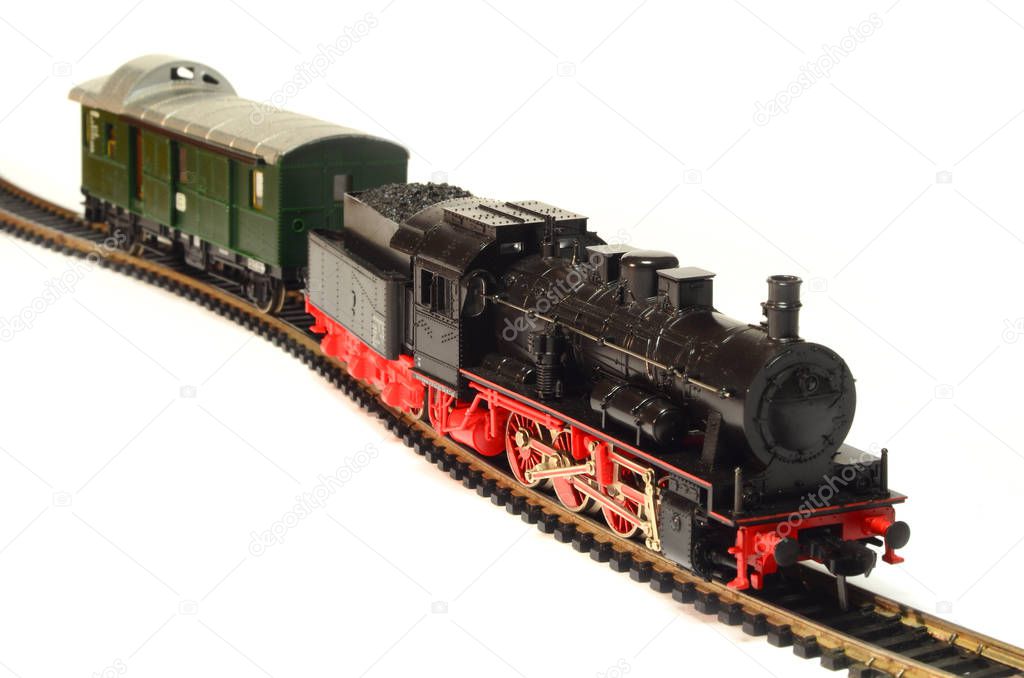 steam loco model isolated over white