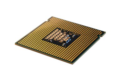 cpu işlemci yongası üzerinde beyaz izole