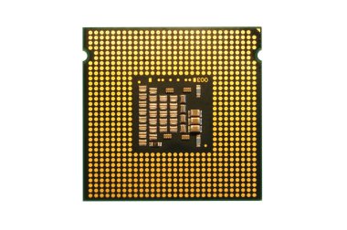 cpu işlemci yongası üzerinde beyaz izole