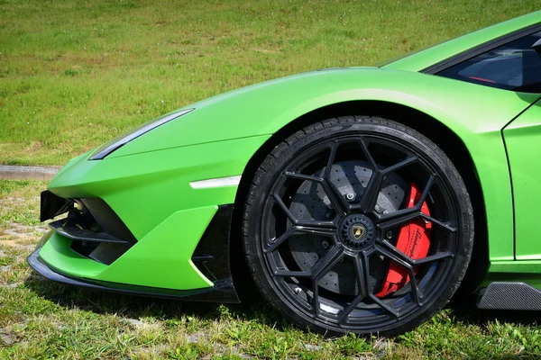 Mugello Italien Mai Detail Der Leichtmetallfelge Einem Modernen Lamborghini Sportwagen — Stockfoto