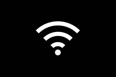 Kablosuz Wifi logosu siyah arkaplanda izole edildi
