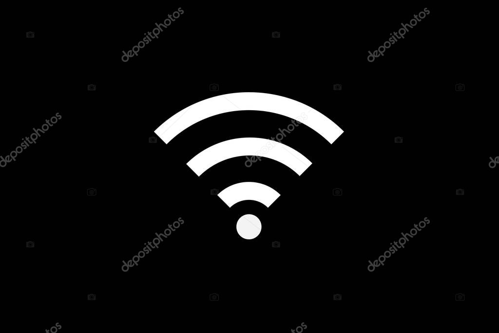 Wireless WiFi logo isolated on black background