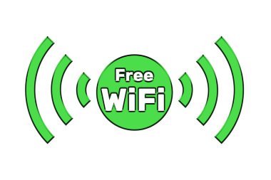 Bedava kablosuz Wifi logosu beyaza izole edildi