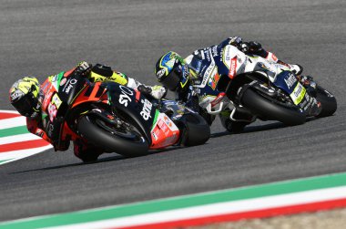 Mugello - İtalya, 1 Haziran: Gresini Yarış Takımı 'nın İspanyol atleti Aleix Espargaro, 2019 yılında İtalya' nın Motogp Gp 'si sırasında İtalya' da eylemde.