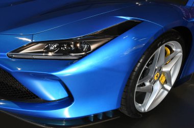Mugello Pisti, 25 Ekim 2019: Ferrari F8 Tributo 'nun ayrıntıları İtalya' daki Mugello Pisti 'nde Finali Mondiali Ferrari 2019 sırasında sergilenmektedir. Ferrari S.P.A., İtalyan lüks spor araba üreticisi.. 
