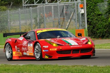 Imola, İtalya 17 Mayıs 2013: Audi R8 LMS ultra GTC MOMO Megatron DF1, Andrea Rizzoli / Stefano Gai / Lorenzo Cas tarafından sürülen, Avrupa Le Mans Serisi - 3 Saat Imola, İtalya