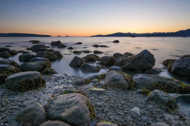 Kitsilano Beach, Vancouver Kanada gün batımında