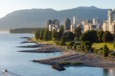 Vancouver, Kanada - 23 Haziran 2017: İngilizce defne ve Vancouver şehir 