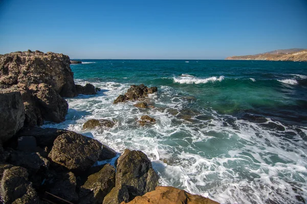 Útesy Drsná Moře Chora Naxos Řecko — Stock fotografie