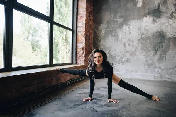 Een Gezonde Levensstijl Goede Voeding Sport Thuis Oefeningen Pers Stretching — Stockfoto