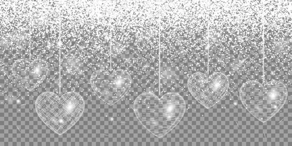 Heart silver glitter on a transparent background — Stock Vector