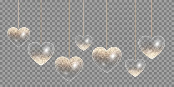 Golden heart on a transparent background — Stock Vector