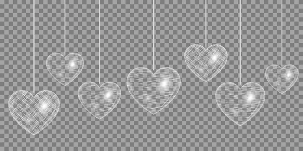 Herz-Silber-Effekt auf transparentem Hintergrund — Stockvektor