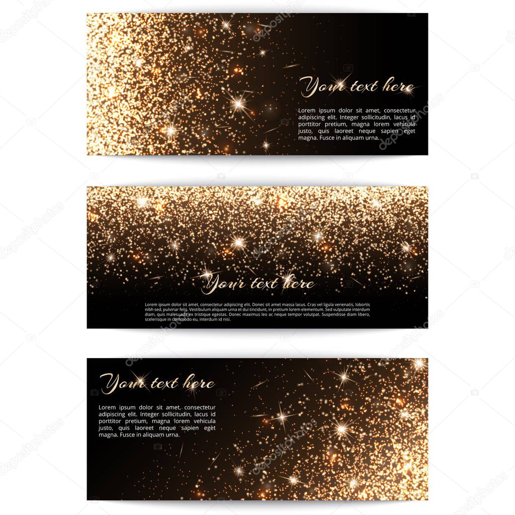 Set of horizontal banners black background