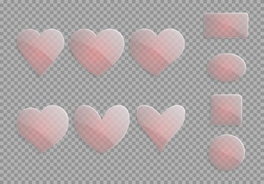 Şeffaf kalpler kümesi