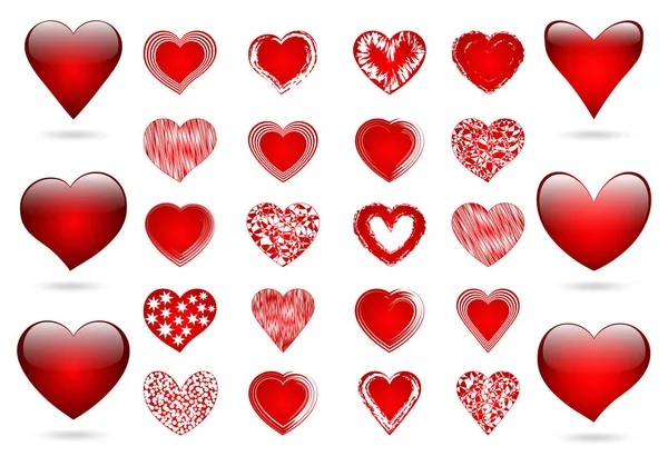 Set van rode harten — Stockvector