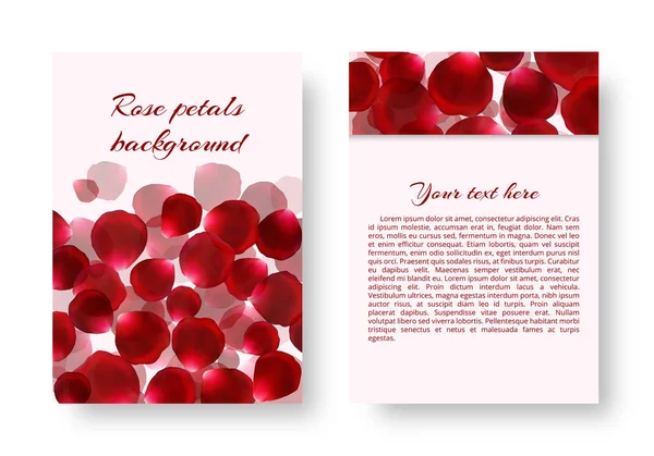 Decoración romántica con pétalos de rosa — Vector de stock