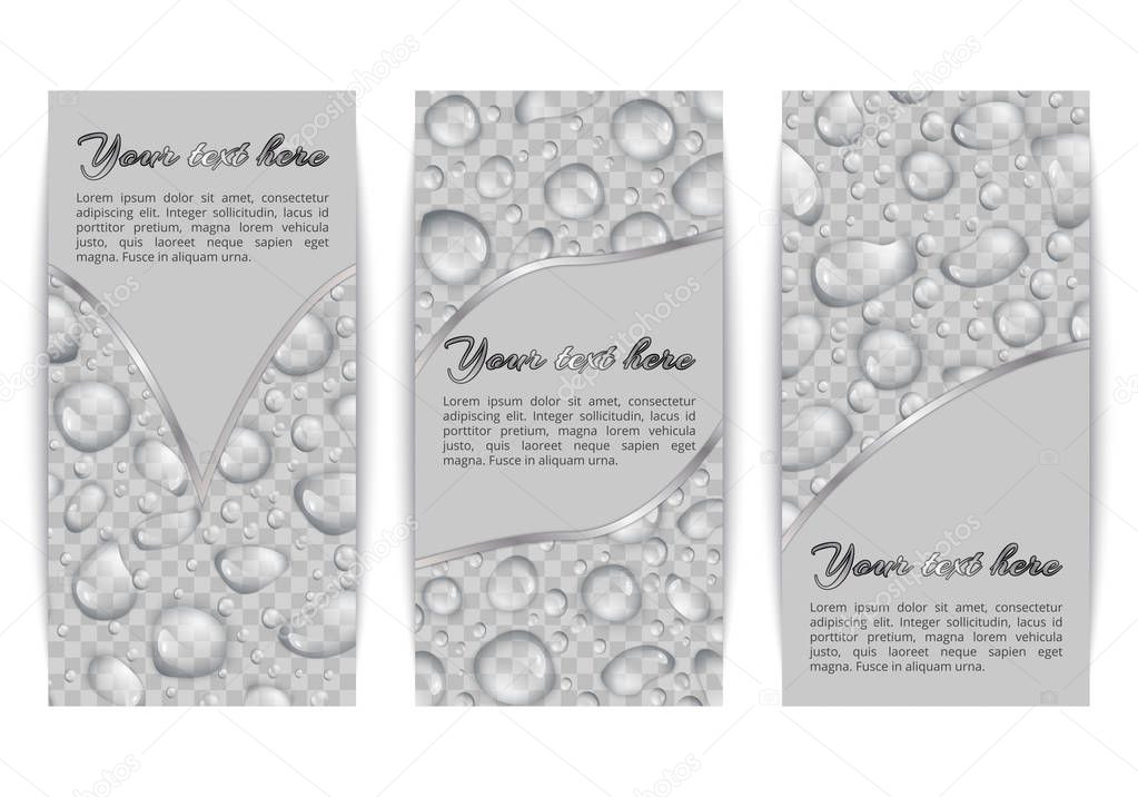 Collection of banners with rain drops