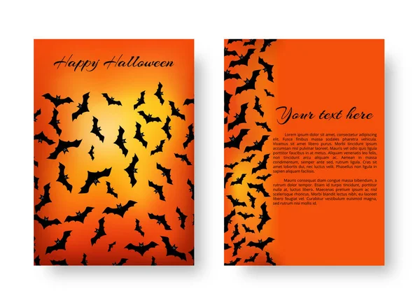 Lustige Broschüre mit Fledermäusen zu Halloween — Stockvektor