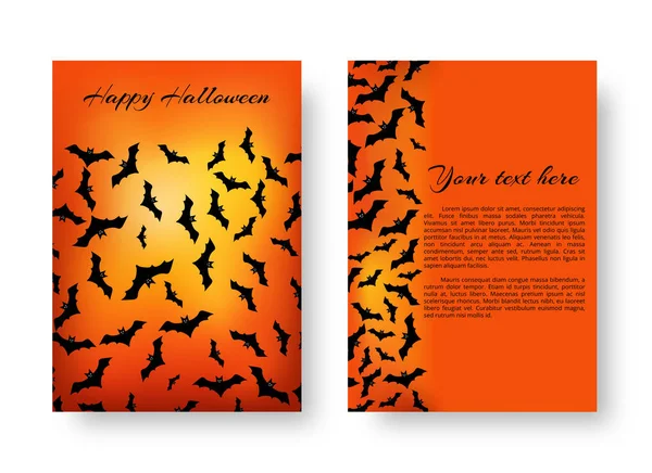 Folleto divertido con murciélagos para Halloween — Vector de stock