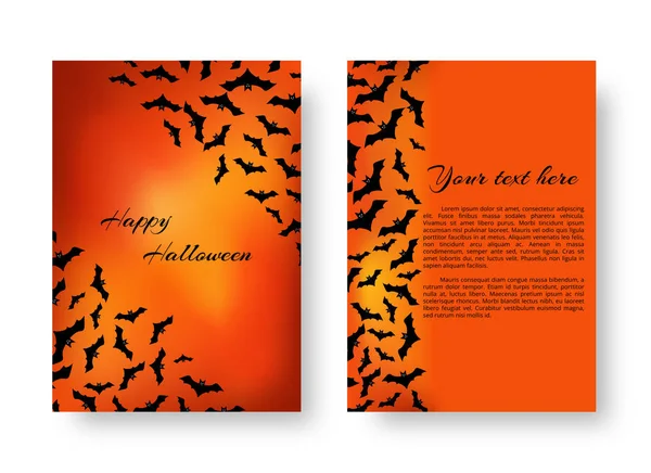 Divertida invitación con murciélagos para Halloween — Vector de stock