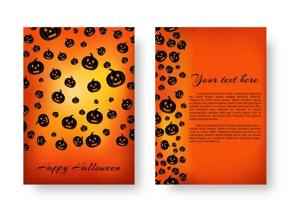 Bloc de notas rectángulo con calabazas para Halloween — Vector de stock