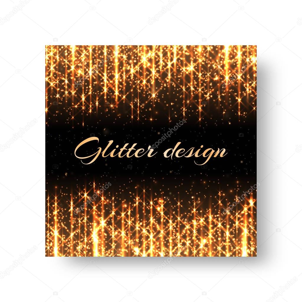 Greeting card with golden rays