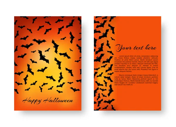 Folleto divertido con murciélagos para Halloween — Vector de stock