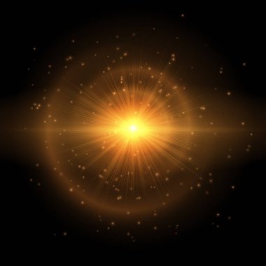 The golden star explodes in the sky clipart