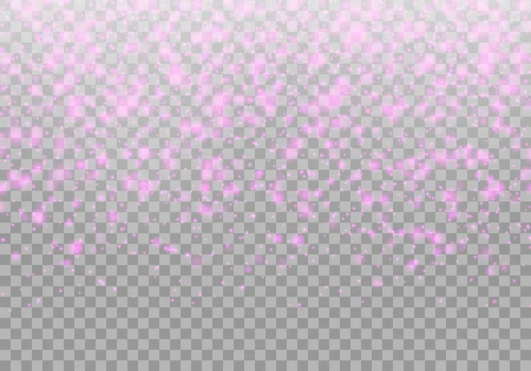 Рожеві блискітки на прозорому фоні — стоковий вектор