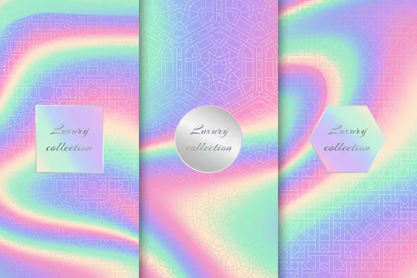 Neon holografik arka planlar kümesi