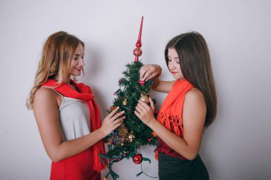 İki kız yeni yıl tatil için hazırlanıyorlar