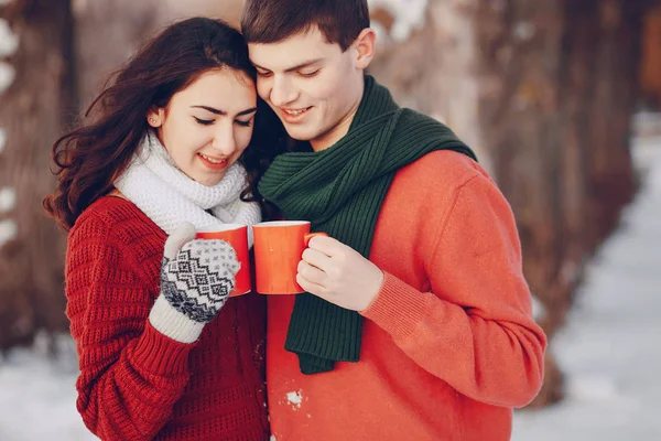 Пара любить сніг і холод — стокове фото