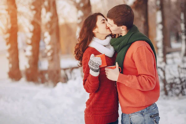 Couple aime la neige et le froid — Photo