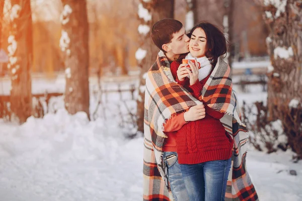 Couple aime la neige et le froid — Photo