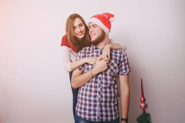 Pareja amorosa decoración árbol de Navidad —  Fotos de Stock