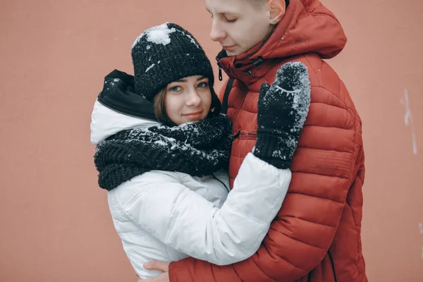 Para w zimie — Zdjęcie stockowe