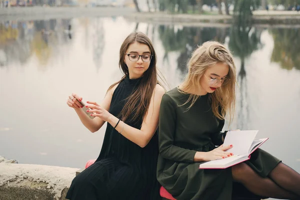 Girls with book — Stock Photo, Image