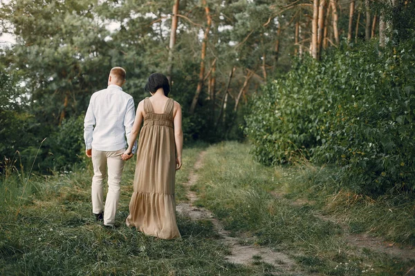 Leuke familie die tijd doorbrengt in een zomerveld — Stockfoto