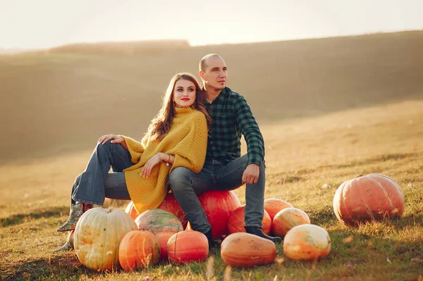 Hermosa pareja pasar tiempo en un parque de otoño —  Fotos de Stock