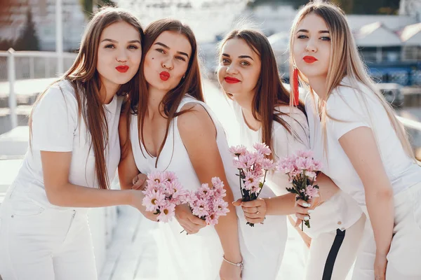 Pretty girls in a summer park on a hen party — 스톡 사진