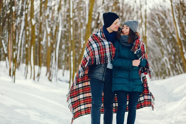 Coppia in un inverno — Foto Stock