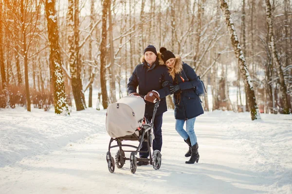 Famiglia in un parco invernale — Foto Stock